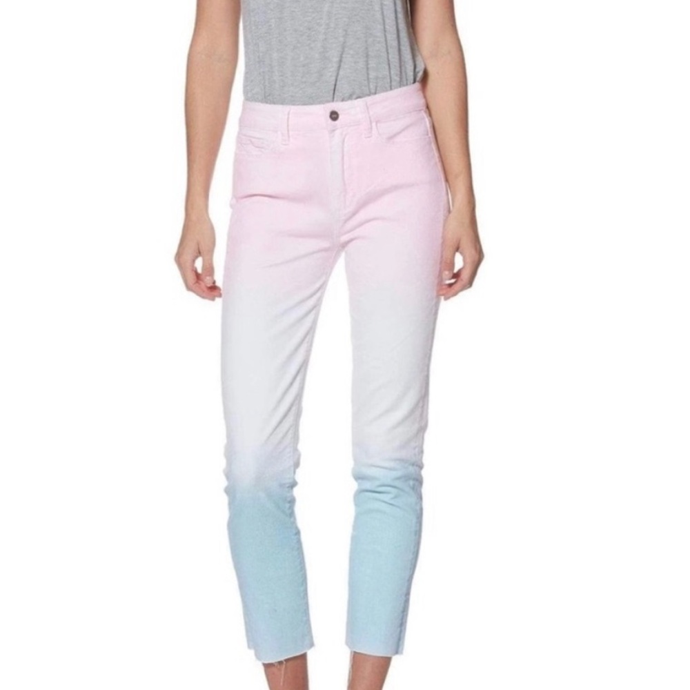 NWT PAIGE Hoxton Slim Raw Hem Sunset Ombre